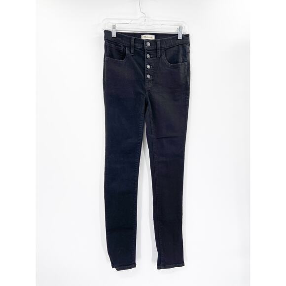 Madewell 9-Inch High Rise Black Frost Button Fly Skinny Jeans Size 27 - Picture 2 of 8